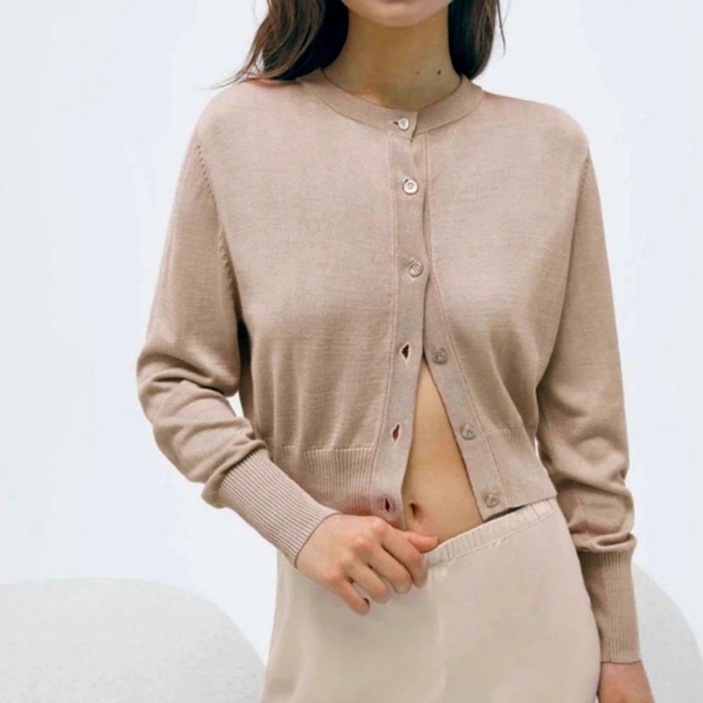 Esperanza Cropped Cardigan Lettuce Trim size XL